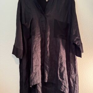 Anne Klein Women’s Linen Black Top/Cover Up Size: XL